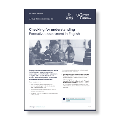 Cover of formative assessment in English group facilitation guide