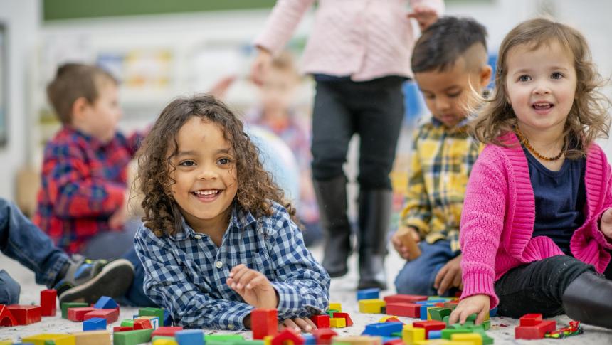 Young children playing in early childhood setting