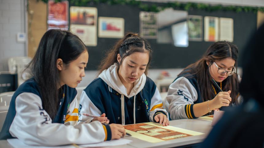 three girls in class