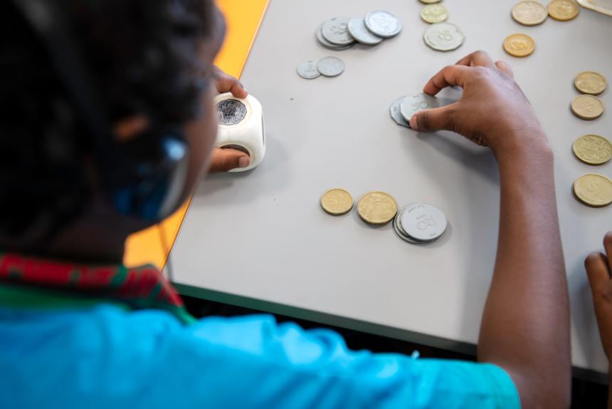 Boy counting money